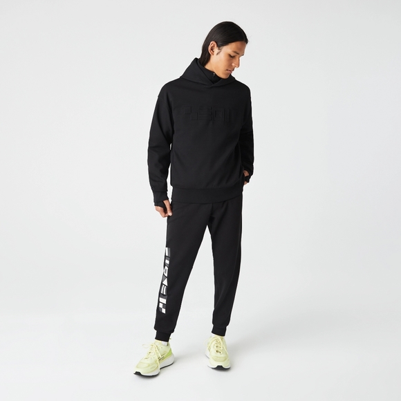 Mens Black Lacoste Size 7 Reflective Print Joggers SweatPants Size 2XL - Picture 7 of 11